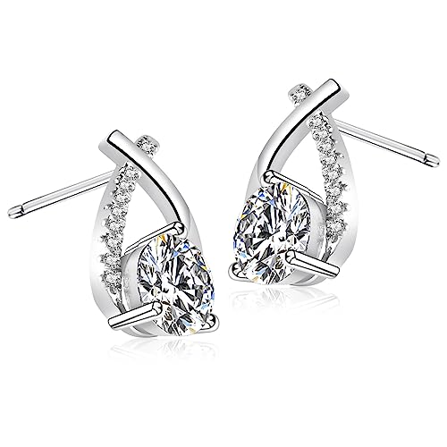 Moissanite Stud Earrings D Color VVS1 Moissanite Earrings 925 Sterling Silver 18K Gold Plated Friction Flat Bottom Mermaid Tail Earrings for Women2