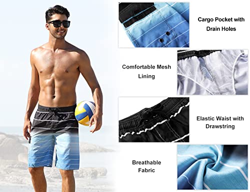 Image of Nonwe Men's Beachwear Quick Dry Striped Board Shorts