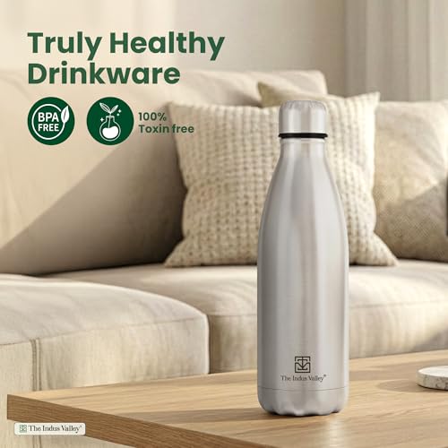 Image of The Indus Valley 1 Litre Stainless Steel Vacuum Insulated Cola Water Bottle - Double Wall, Hot & Cold, Leak-Proof Lid, Rust-Proof Flask for School, Office, Gym & Travel