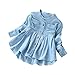 Alaso Chic Bambin Enfant bébé Filles Denim Ruché Manches Longues T-Shirt Tops Chemisier Vêtements Automne Hiver pour 3-8 Ans Petite Fille