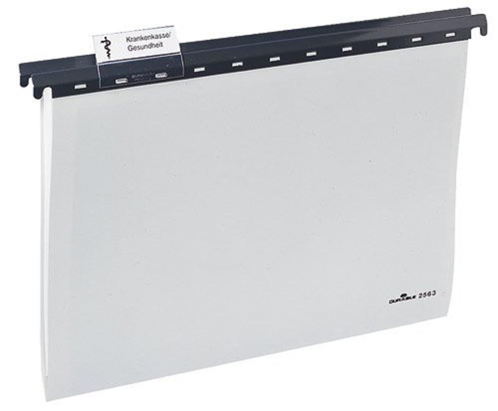 Durable 256310 - Cartella sospesa, f.to A4, asta di sospensione in plastica e cavalierino da 60 mm, grigio, confezione da 25 pezzi