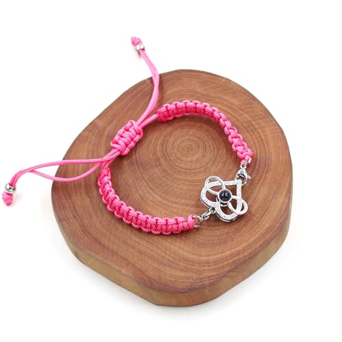 Image of 100 Languages I Love You Bracelet Necklace Heart Projection Bracelets Adjustable Braided Rope Friendship Love Gifts for Mom Best Friends