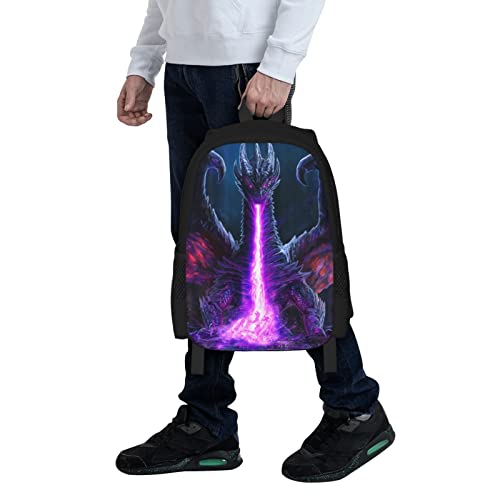 ALIFAFA Mochila escolar dragão legal dragão roxo fogo mochila para meninos meninas ensino médio esco
