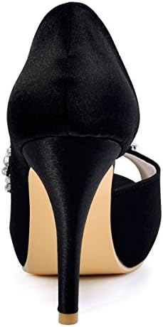 ELEGANTPARK HP1560IAC Black Heels Peep Toe Wedding Shoes for Bride High Heel Platform Shoes for Women Heels and Pumps Satin Evening Party Dress Shoes US 10 | Image 5