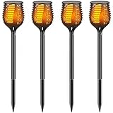 Solar Lights Outdoor Waterproof Flickering Flames Torch Light Solar Spotlights Landscape Decoration Lighting Dusk to Dawn Security Warm Night Lights for Patio Driveway Pathway Garden, 4 Pack