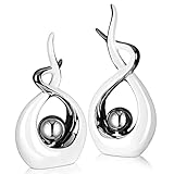 Gerrii 2 Pcs Modern Room Ceramic Decor Center Pieces Table Decorations Ceramic Statue Coffee Table Decor Centerpiece for Home Office Coffee Living Room, 2 Size(White, Silver)