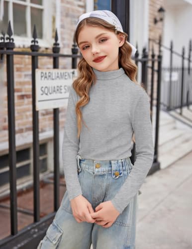 Image of Arshiner Girls Turtleneck Sweater Kids Long Sleeve Knit Pullover Tops