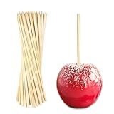 Candy Apple Sticks (50 Pack), 8 Inch Caramel Apple Sticks Skewers 5 mm Natural Bamboo Candy Making Skewer for Carmel BBQ Cotton Candy Wood Semi Pointed Lollipop Sticks Barbecue Corn Dog Cake Pops