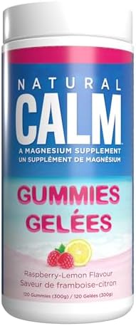 Natural Calm Magnesium Gummies (Raspberry Lemon Flavour), 120 Count - Chewable - Fast Absorbing - Relaxing - Vegan, Gluten-free, Ages 4 and up