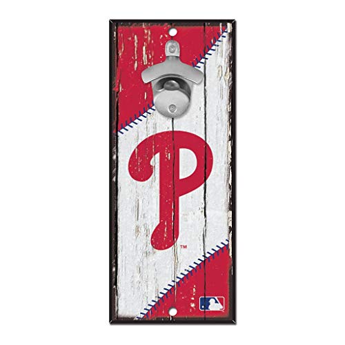WinCraft MLB Philadelphia Phillies 5x11 Wood Sign Bottle Opener, Team Colors, 5