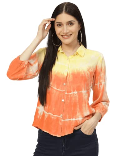 Image of Maaesa - Women Handcrafted Tie-Dye Rayon Shirt | Casual & Office Wear | Relaxed Fit | Long Sleeve | Breathable & Lightweight Fabric