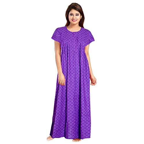 Image of Nighty for Women Cotton Printed Maxi Gown Ankle Length Nighty Night Dress Gown for Women Maxi - Free Size (Pack of 2)