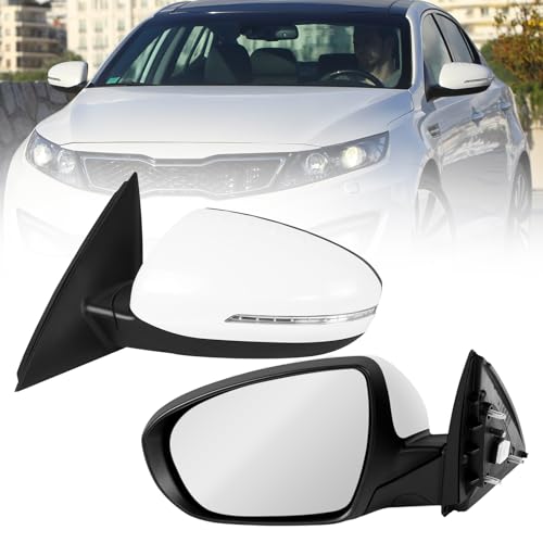 2011 2012 2013 Left Driver Side Mirror Rear Door View Mirror Compatible with Kia Optima EX/LX/SX, Folding/in-housing/Signal Light System/HD Glass,Replace 876202T110 KI1320152(White,5pins)