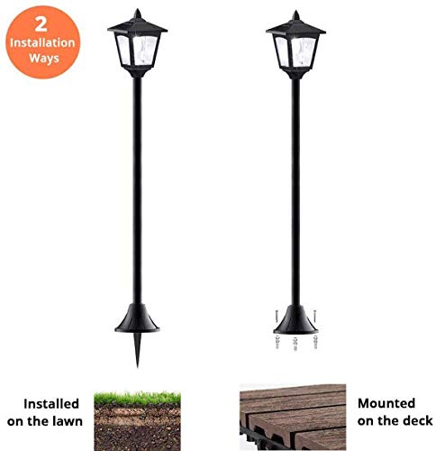 Greluna 40 Inches Mini Solar Lamp Post Lights Outdoor, Solar Powered Vintage Street Lights For Lawn, Pathway, Driveway, Front/Back Door, Pack Of 2 #TOP1