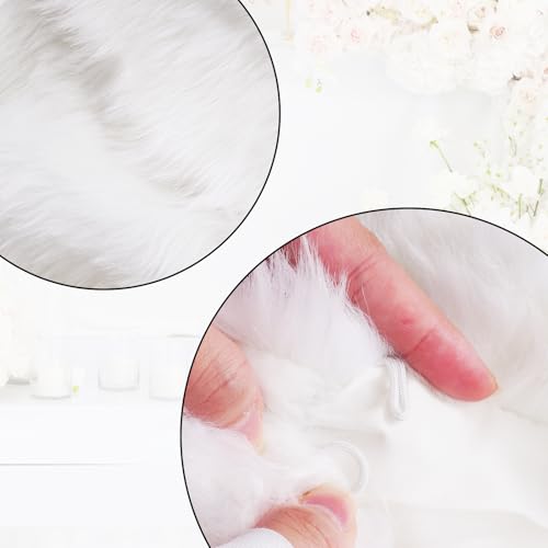 Lystaii Faux Fur Shawl Wrap Stole 1920s Winter Bridal Wedding Scarf Wrap with Faux Pearl Rhinestone Brooches for Women3