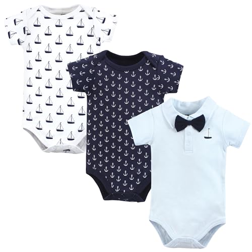 Hudson Baby Unisex Baby Cotton Bodysuits, Sailboat Polo, 9-12 Months