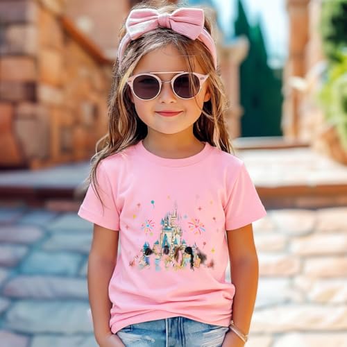 Ritatte Magic Shirts for Toddler Girls Princess Magical Kingdom T-Shirt Kids Cute Castle Holiday Vacation Summer Tees Tops(Pink,18-24M(80)) — view 3
