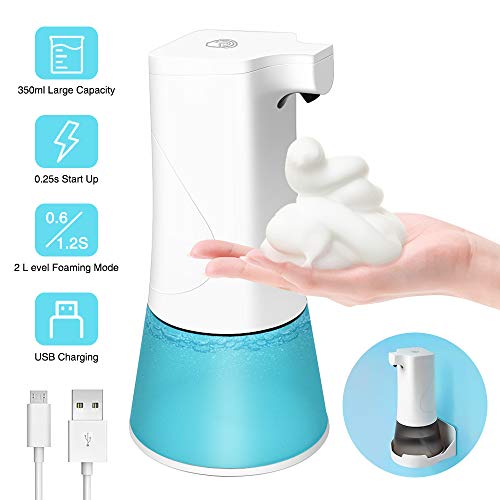 NEKAN Dispensador AutomáTico De JabóN, Bomba Dispensadora De LíQuido Sin Contacto Montado En La Pared Impermeable Ajustable Manos Libres Para Cocina BañO Hotel Oficina 350Ml Carga Usb