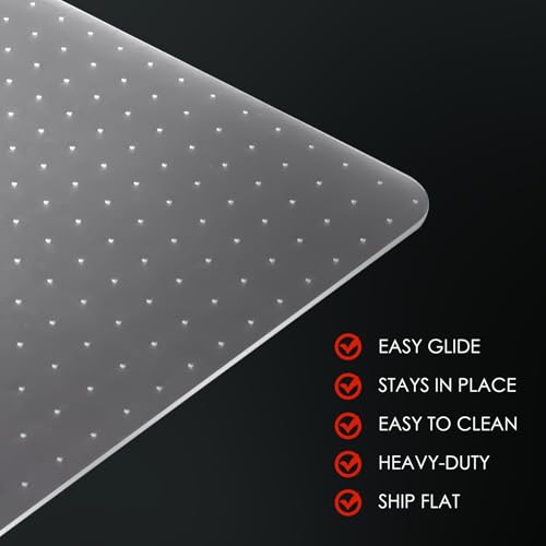 Image of Kuyal Office Chair Mat for Carpet, Clear Heavy Duty Computer Chair Mat | 36''x48'', Under Desk Protector Carpeted Floors Mat, Easy Chair Movement,Ship Flat
