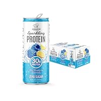 Genius Gourmet Clear Protein Sparkling Water Blue Raspberry Lemonade - 30g Clear Sparkling Protein, Zero Sugar, Low Carb, Lactose Free, Non GMO - Ready to Drink Flavored Sparkling Water - 15 Pack