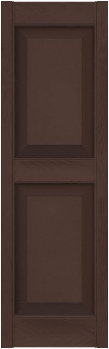 Ekena Millwork Lifetime Vinyl LP2S12X03500FB Standard Two Equal Panel Vinyls, Raised Panel Vinyl Shutters, w/Installation Shutter-Lok's & Matching Screws (Per Pair), 12"W x 35"H, Federal Brown