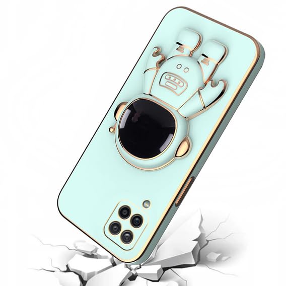 Image of Silicone For Samsung Galaxy Case Cute 3D Astronaut Stand Design Camera Protection Shockproof Soft Back Cover (For Samsung Galaxy M33 5G,White)