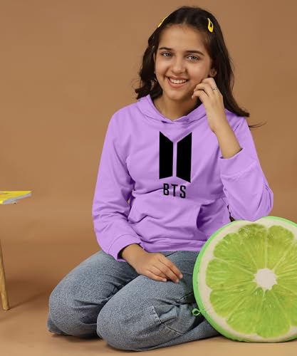 Image of KYDA KIDS Girls Cotton Hooded Sweatshirt | Regular Fit Full Sleeves Winter Wear Hoodies