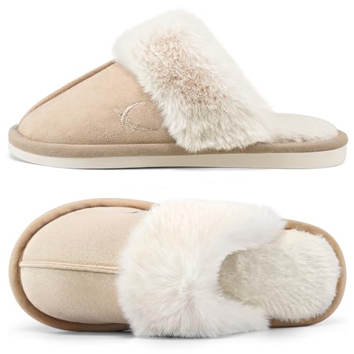Aomigoct Slippers for Women Warm House: Winter Bedroom Home Slippers Ladies Slipper Indoor Outdoor