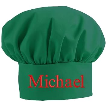 Personalized Embroidered Add A Name Chef Hat - Adults & Kids Sizes - 12 Popular Colors - Great Gift Kelly Green