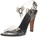 KARL LAGERFELD Women's Cieone Iridescent Ankle Strap Dress Heel, Smoke, 7.5