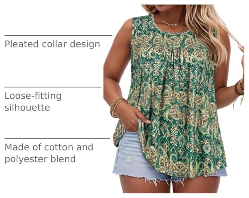 Image of Women Plus Size Tank Top Casual Summer Tops Loose Fit Sleeveless T Shirts Trendy Crewneck Tunic Tees 2026