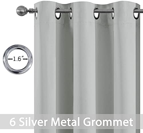 Yakamok 84 Inch Length Blackout Curtains for Bedroom, Thermal Insulated Room Darkening Grommet Top Window Drapes for Living Room,Light Grey,42W x 84L,2 Panels