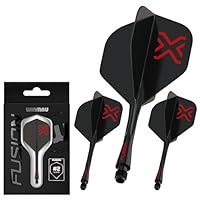 WINMAU Darts Blade X Fusion Integrated Flight & Shaft System - No.2 Shape & Design - Schwarz Farbe, Medium Länge