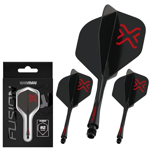 WINMAU Darts Blade X Fusion Integrated Flight & Shaft System - nr 2 Shape & Design - czarny kolor, średnia długość