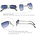 SDINM Rimless Sunglasses for Men Women Fashion Small Narrow Rectangle Sun Glasses Shades 90s Eyewear, Blue