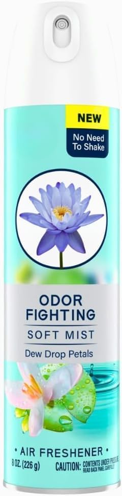 Compatible with Soft Mist Air Freshener Spray – Odor-Fighting Room Spray with Dewdrop Petals Fragrance – Long-Lasting Scent with Essential Oils – Gentle Mist for Home & Office – 8 oz Can, 1 Pack