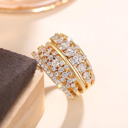 Gold Plated White Cubic Zirconia Engagement Rings Wedding Bridal Band Promise Rings Evening Parties Anniversary Valentine's Day Gifts Eternity Bands for Women3
