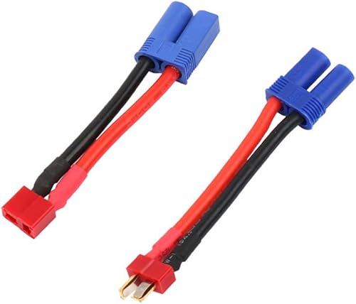 Miniatura 9 de 2 Pares EC5 Conector a Deans Estilo T-Plug Macho Hembra Adaptador de conversión RC 12 AWG Cable de alambre para RC Hobby Modelo FPV Dron Rojo y Azul