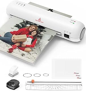 Laminator Machine A4 Thermal and Cold with Laminating Pouches, 3 Mins Quick Warm-up, 6 in 1 Portable Laminator for Home School Office Use, White