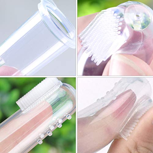 NUOBESTY Escova de dentes de silicone para bebês, limpeza de dentes, escovando leite com caixas, 10