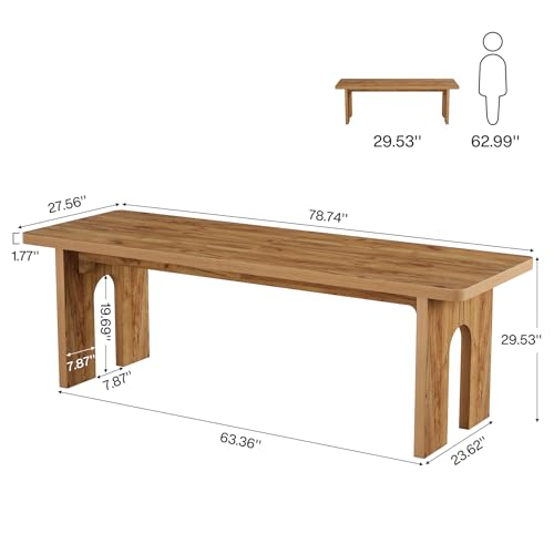 Image of Tribesigns Two Person Desk, 78.74-Inch Extra Long Computer Writing Desk Office Table Double Workstation for Home Office, Natural Oak