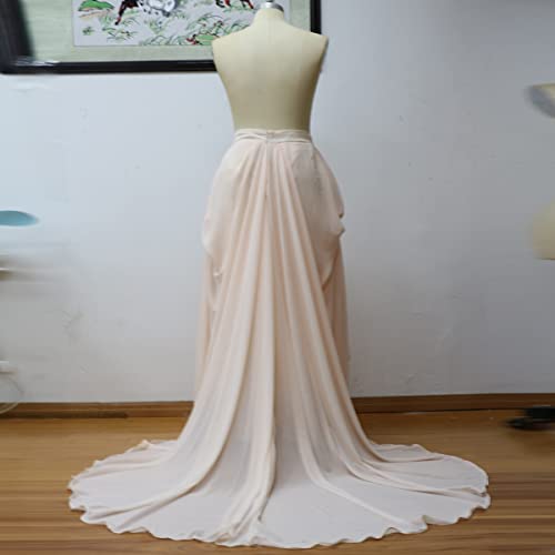 WDPL Women's A-line Ruffles Pleates Blush Pink Bridal Wedding Skirt4