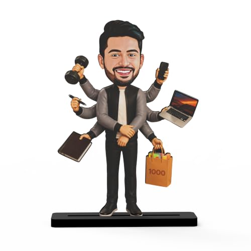 Image of Personalized Multitasking Figurine Custom Face Avatar from Photo Executive Desk Decor Gift for Entrepreneurs, Managers & Business Professionals (7 Inches)