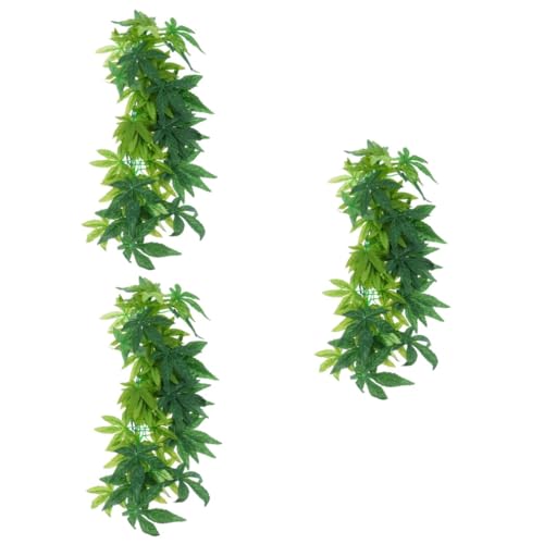 Garneck 3st Pet Rattan Landschaftsbau Reptichip Zubehör Für Aquarien Kunststoff-Terrarium Reptilienöl Glasbehälter Reptilienpflanzen Aquariumdekoration Anlage Pflanze Hängen Urwald Plastik