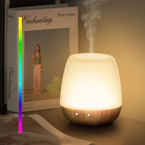 Essential Oil Diffuser - 2.4MHz Ultrasonic Glass & Bamboo Diffuser with Pulse/Continuous Mist...