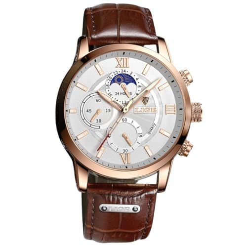 Relógio Masculino ¨Luxury Of Power¨ em Aço Inoxidável e Couro – O...