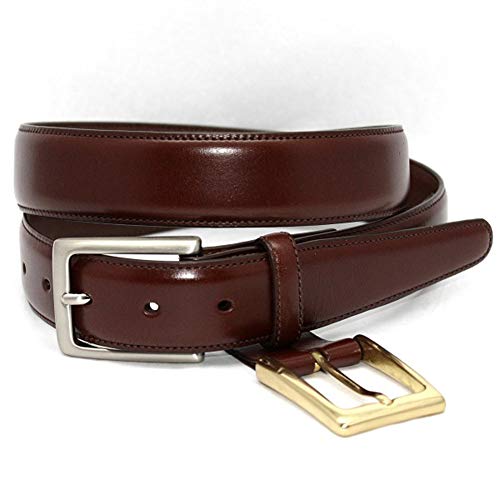 Torino Leather Glazed Kipskin Double Buckle Option Dress Belt - Honey