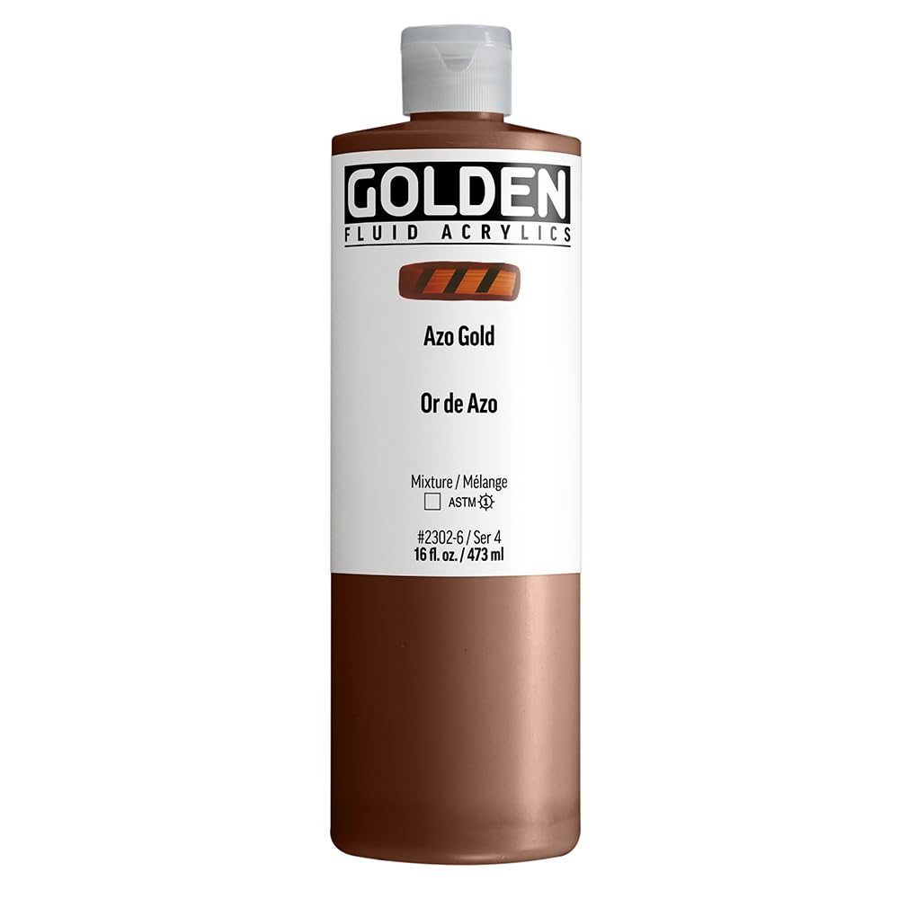 GOLDEN Fluid Acrylics, Azo Gold, 16 fl. oz. / 473 ml Bottle