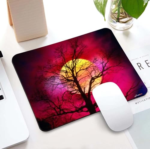 Image of Mouse Pad Beautiful Sunset, Premium-Textured Custom Mouse Mat Design, Washable Mousepad Lycra Cloth, Non-Slip Rubber Base Computer Mouse Pads for Wireless Mouse