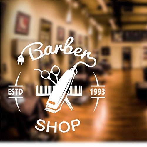 LYOMAN® Unisex ESTD 1993 Hair Cutting Barber Shop Scissors Sign for Wall, Windows Home, Office Barber Shop Sign Sticker White
